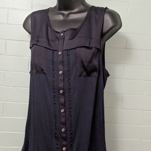 Ann Taylor blouse with modal trim L navy